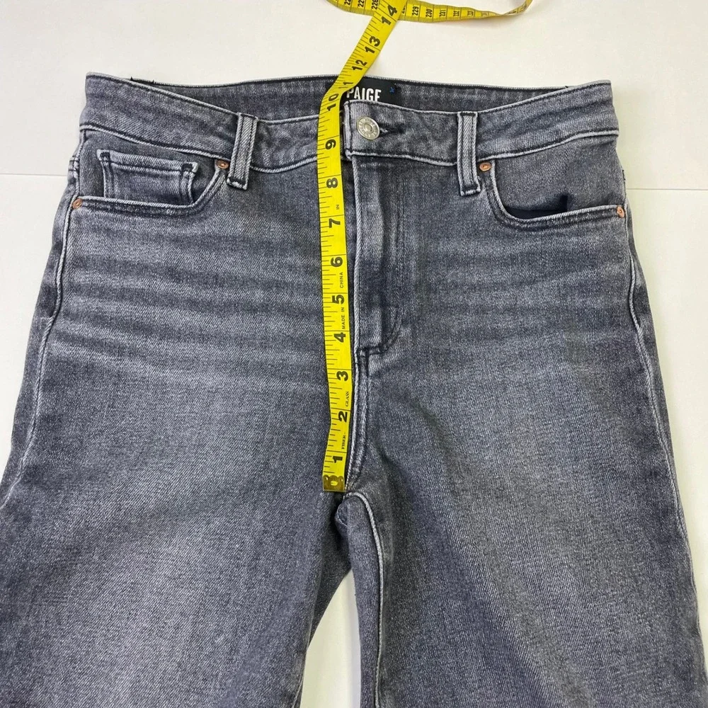 Paige Cindy High Rise Straight Leg Jeans 28 Ash Black Raw Hem Casual Grunge